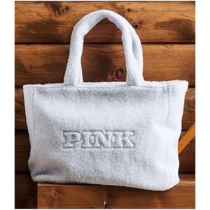 Victoria's Secret PINK Cozy Plush Light Blue Teddy Large Tote Bag